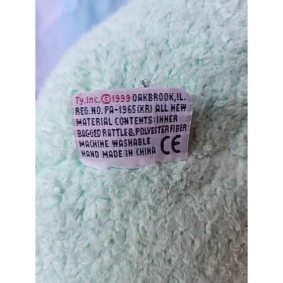 VGUC-VINTAGE-12” 1999 TY Frog Rattle Plush Stuffed Pillow Pal Baby Pastel - Picture 6 of 7